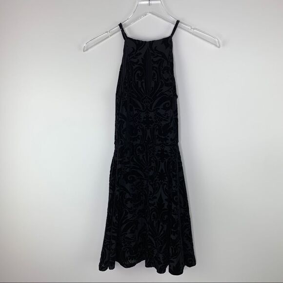 AQUA Sleeveless Black Burnout Velvet Pattern Little Black Dress S - Picture 11 of 13